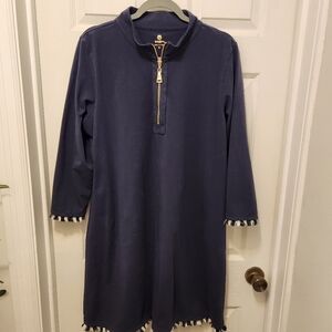 Spartina 449 Navy Fringe Dress with Gold Zipper